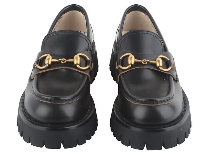 Gucci Mocassini con suola in tappeto e mors dorato Nero - vista 2