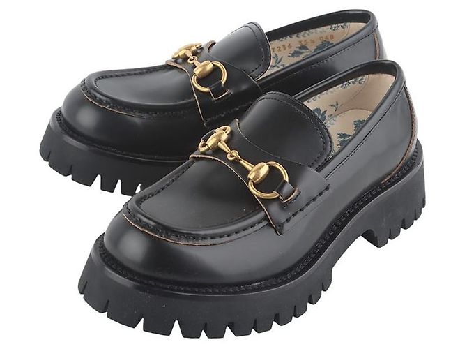 Gucci Mocassini con suola in tappeto e mors dorato Nero - vista 3