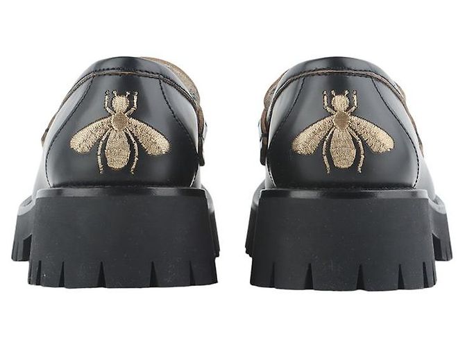 Gucci Mocassini con suola in tappeto e mors dorato Nero - vista 4