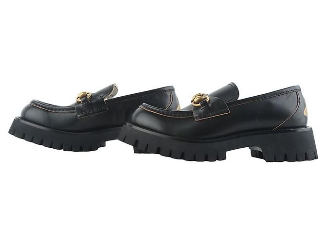 Gucci Mocassini con suola in tappeto e mors dorato Nero - vista 5