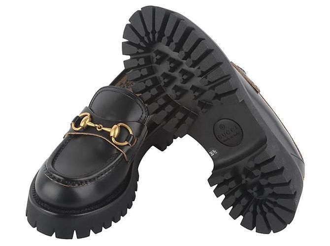 Gucci Mocassini con suola in tappeto e mors dorato Nero - vista 7