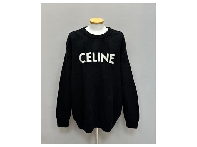 Céline Oversized Strickwolle mit Logo-Stickerei Silber - Ansicht 2