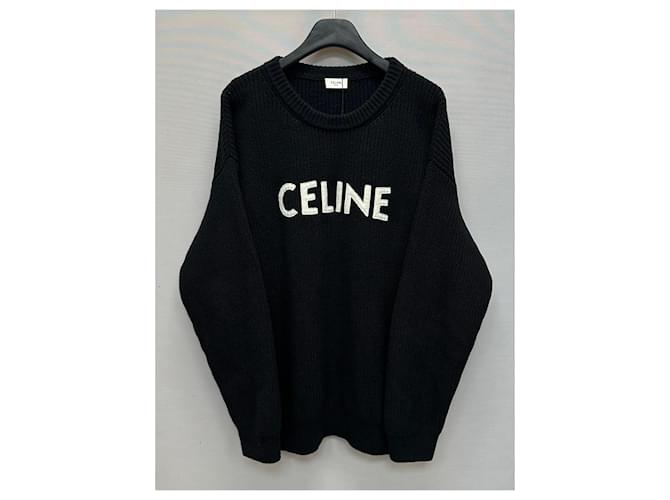 Céline Oversized Strickwolle mit Logo-Stickerei Silber - Ansicht 4