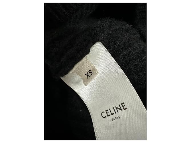 Céline Oversized Strickwolle mit Logo-Stickerei Silber - Ansicht 6