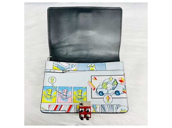 Clutch Prada con stampa e borchie Blu - vista 6