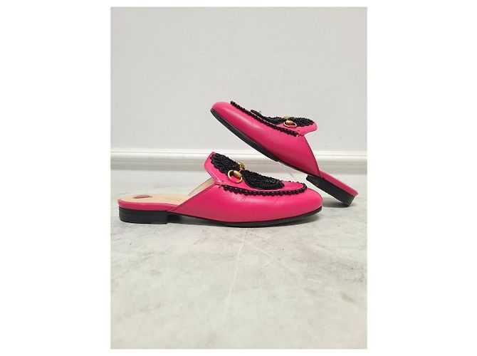 Gucci Pantofole Princetown ricamate e decorate Rosa - vista 4