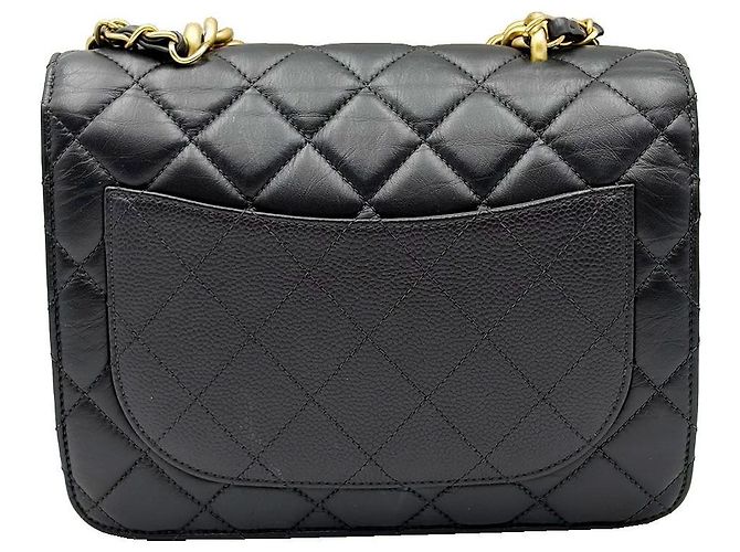 Chanel Borsa a tracolla con logo CC nero e catena dorata media - vista 4