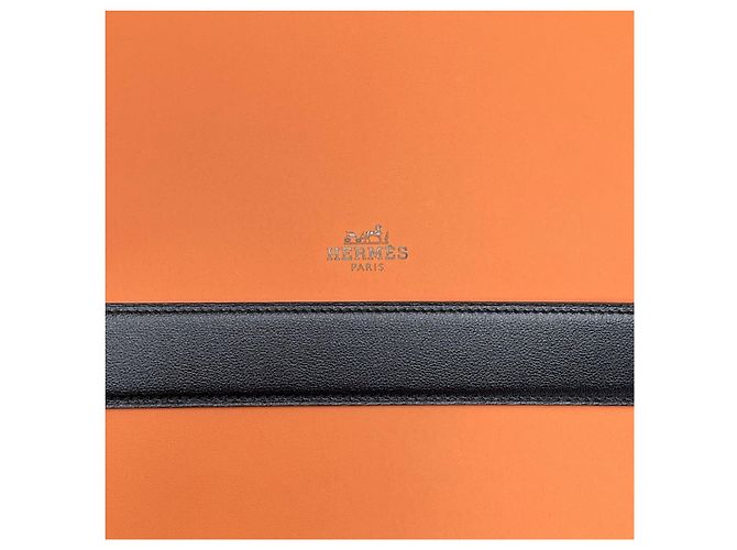 Hermès Cinturón reversible Negro/Oro mate Naranja - vista 6