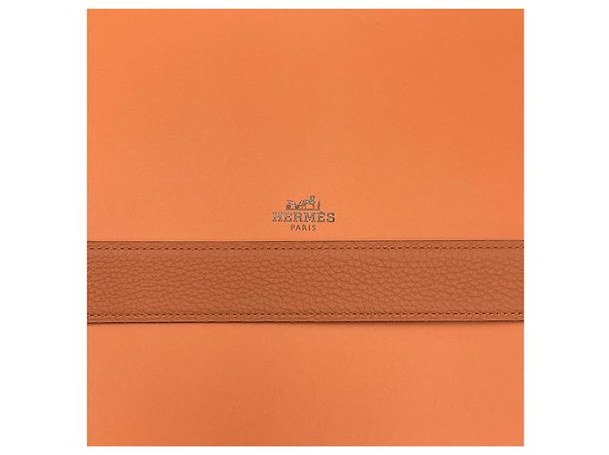 Hermès Cinturón reversible Negro/Oro mate Naranja - vista 7