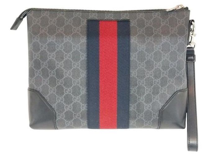 Ophidia Gucci Clutch con tracolla in tela GG Supreme nera Nero - vista 2