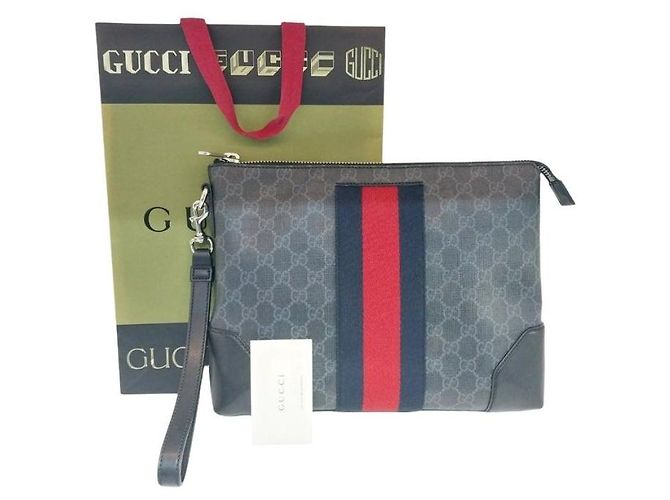 Ophidia Gucci Clutch con tracolla in tela GG Supreme nera Nero - vista 4