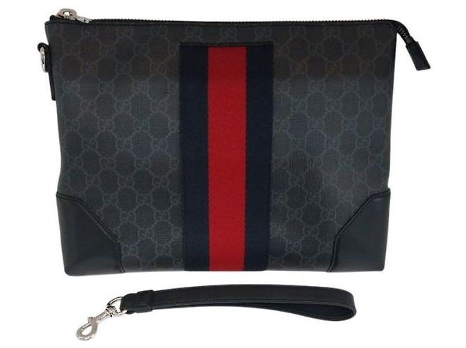 Ophidia Gucci Clutch con tracolla in tela GG Supreme nera Nero - vista 9