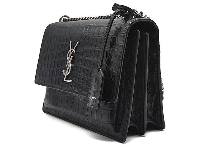Saint Laurent Crocodile Sunset Bag Medium Schwarz - Ansicht 2