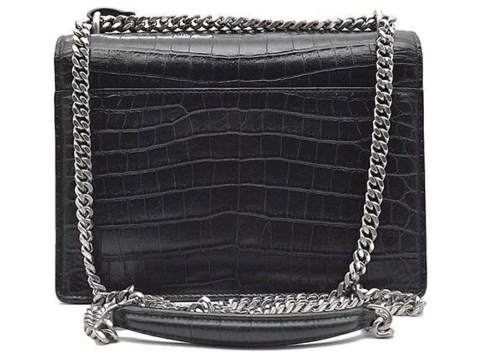 Saint Laurent Crocodile Sunset Bag Medium Schwarz - Ansicht 3