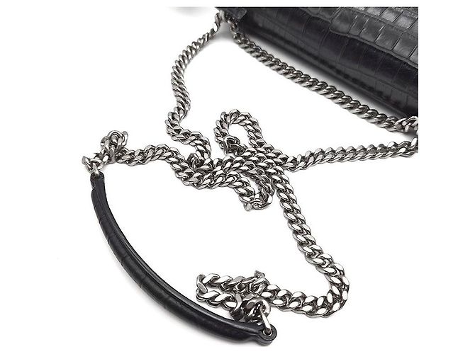 Saint Laurent Crocodile Sunset Bag Medium Schwarz - Ansicht 5