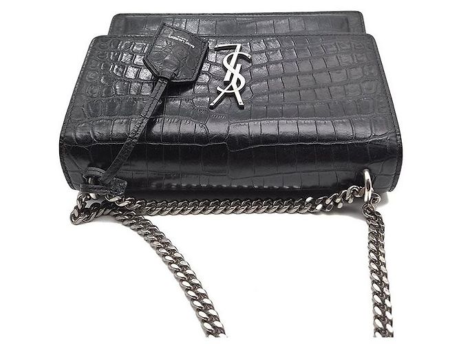 Saint Laurent Crocodile Sunset Bag Medium Schwarz - Ansicht 6