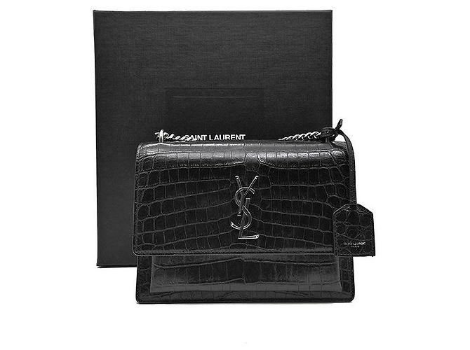 Saint Laurent Crocodile Sunset Bag Medium Schwarz - Ansicht 8