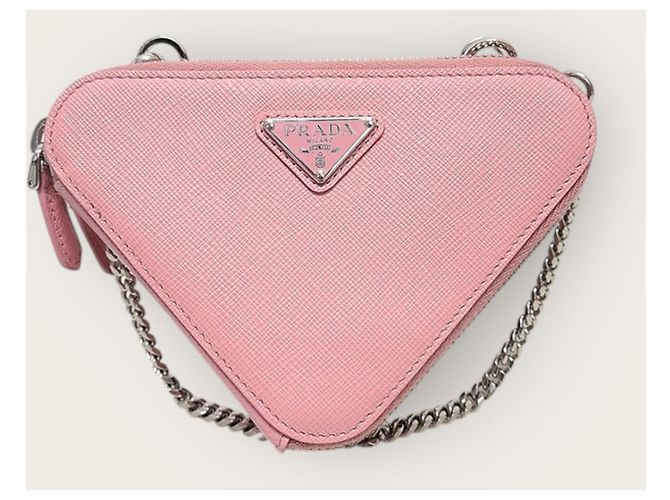 Prada Mini bandolera de cuero Saffiano triangular rosa - vista 2