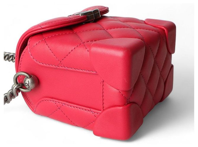 Chanel Mini Jenny Chain Bag aus rotem Lammleder mit Antik-Silber - Ansicht 5