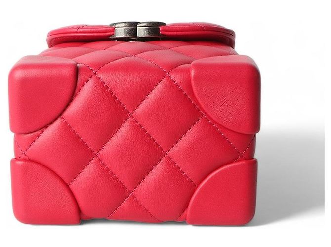 Chanel Mini Jenny Chain Bag aus rotem Lammleder mit Antik-Silber - Ansicht 6