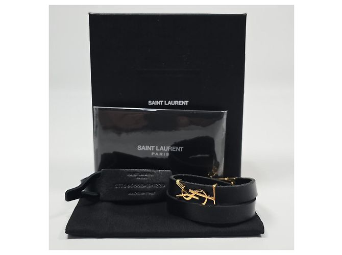 Saint Laurent Pulsera Monogram Double Wrap Negro - vista 2