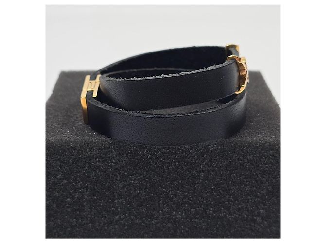 Saint Laurent Pulsera Monogram Double Wrap Negro - vista 4