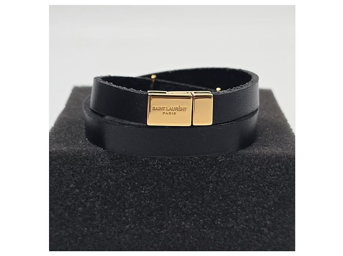 Saint Laurent Pulsera Monogram Double Wrap Negro - vista 5