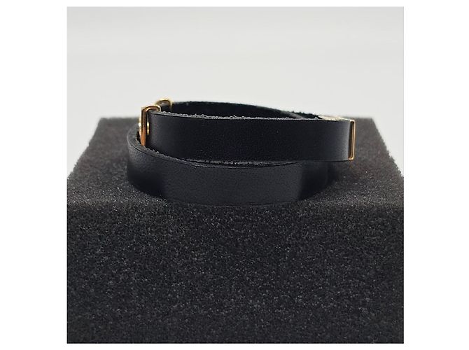 Saint Laurent Pulsera Monogram Double Wrap Negro - vista 6