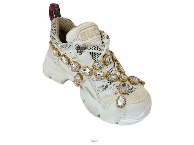 Gucci Sneakers Flash Track Crystal Bianco - vista 2