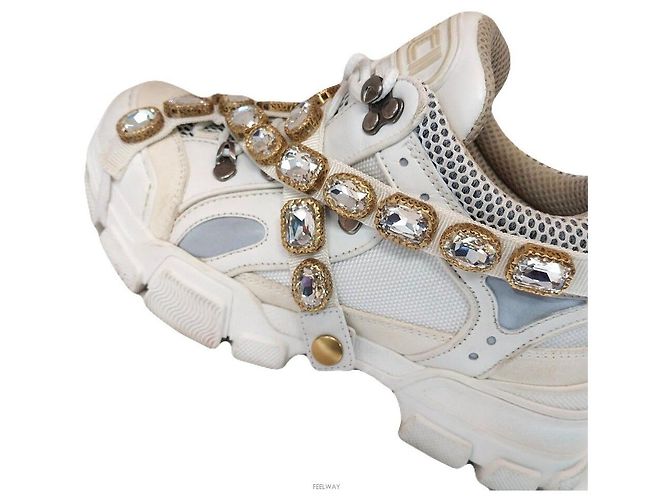 Gucci Sneakers Flash Track Crystal Bianco - vista 3