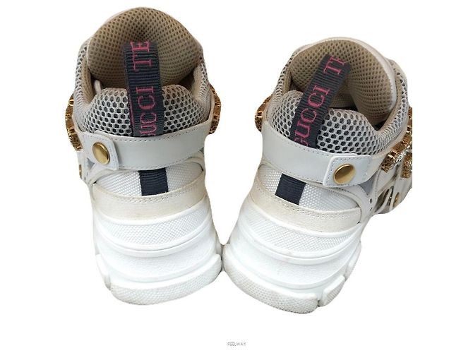 Gucci Sneakers Flash Track Crystal Bianco - vista 5