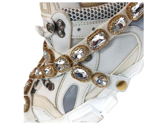 Gucci Sneakers Flash Track Crystal Bianco - vista 7
