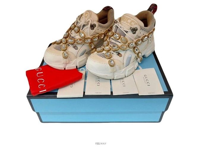 Gucci Sneakers Flash Track Crystal Bianco - vista 9
