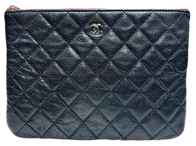 Chanel Caviar Skin Black Classic Silver Clutch Größe Small Schwarz - Ansicht 2