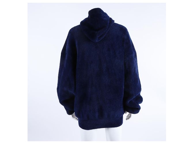 Balenciaga Langarm-Strickkapuzenpullover Blau - Ansicht 3