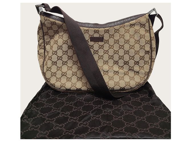 Gucci Borsa a tracolla mezzaluna in tela GG marrone - vista 7