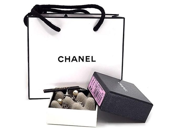 Chanel Orecchini Crystal Pearl Line stamp Nero - vista 7