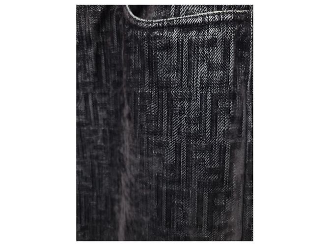 Fendi Pantaloni in denim con trattamento monogramma FF blu - vista 2