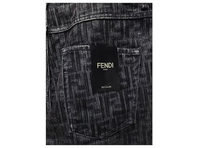 Fendi Pantaloni in denim con trattamento monogramma FF blu - vista 4