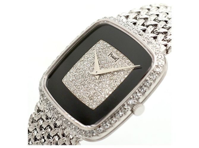 Piaget Tradition Hawk Eye White Gold Medium Men's Watch Onyx Pave Setting Vintage Manual Black - view 10