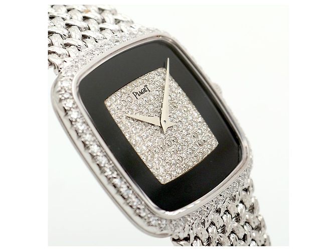 Piaget Tradition Hawk Eye White Gold Medium Men's Watch Onyx Pave Setting Vintage Manual Black - view 11