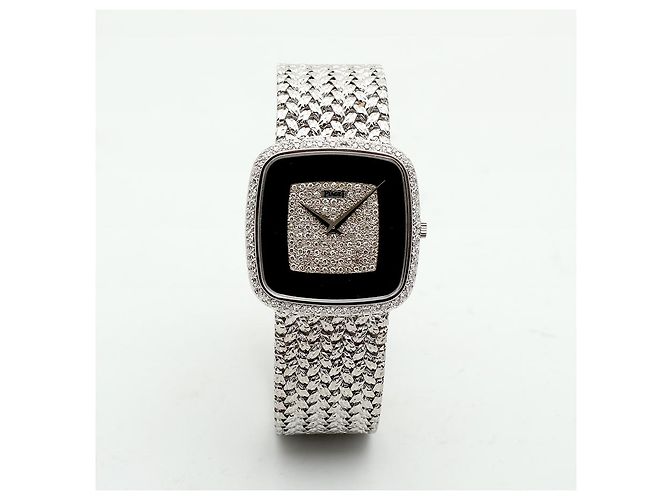 Piaget Tradition Hawk Eye White Gold Medium Men's Watch Onyx Pave Setting Vintage Manual Black - view 16