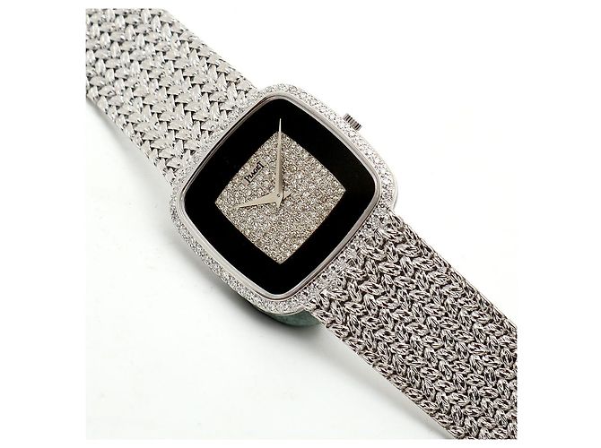 Piaget Tradition Hawk Eye White Gold Medium Men's Watch Onyx Pave Setting Vintage Manual Black - view 17