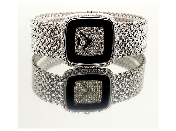 Piaget Tradition Hawk Eye White Gold Medium Men's Watch Onyx Pave Setting Vintage Manual Black - view 18