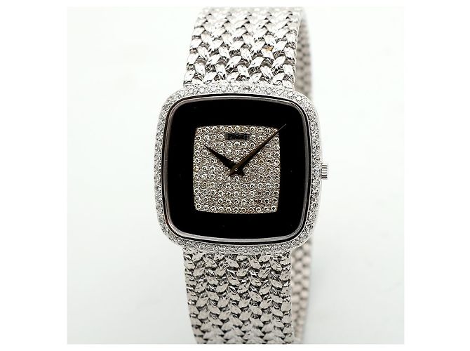 Piaget Tradition Hawk Eye White Gold Medium Men's Watch Onyx Pave Setting Vintage Manual Black - view 8