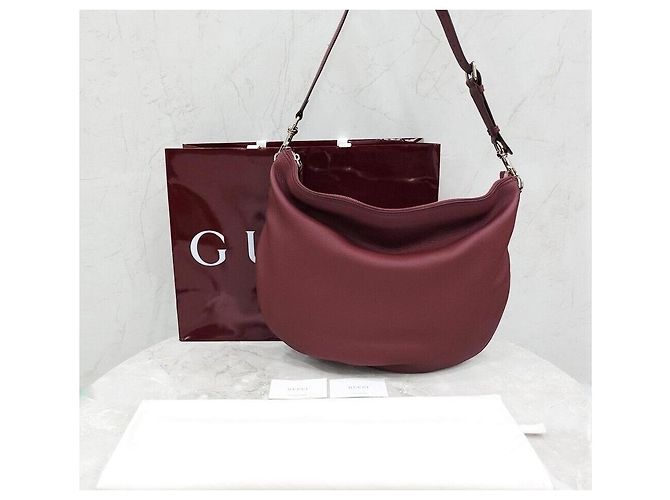 Gucci Nuova Borsa a Spalla Grande in Pelle Rosso Ancora - vista 8