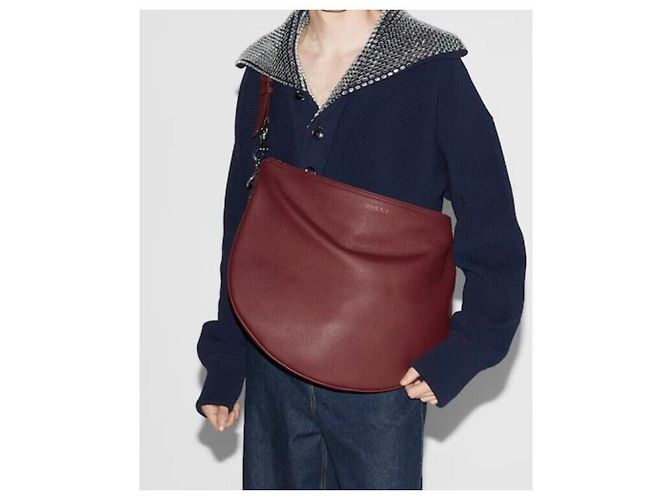 Gucci Nuova Borsa a Spalla Grande in Pelle Rosso Ancora - vista 9