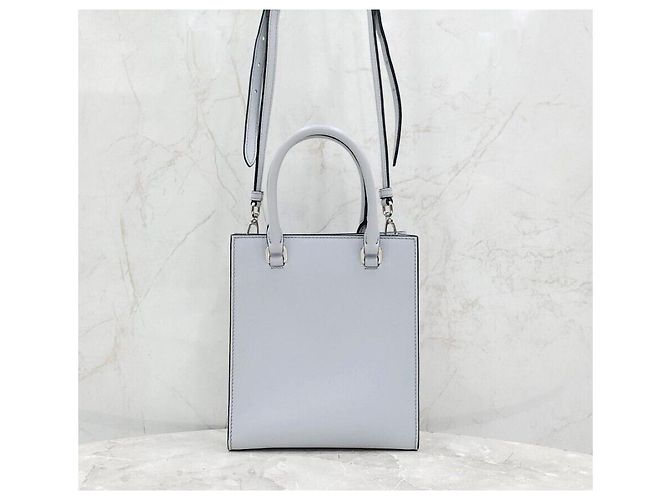 Prada Borsa tote a spalla in pelle con logo a triangolo Argento - vista 3