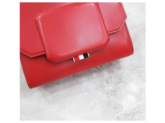 Thom Browne Nuova Borsa Crossbody in Pelle Rossa Piccola a Due Vie Rosso - vista 4