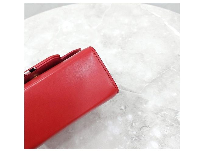 Thom Browne Nuova Borsa Crossbody in Pelle Rossa Piccola a Due Vie Rosso - vista 5